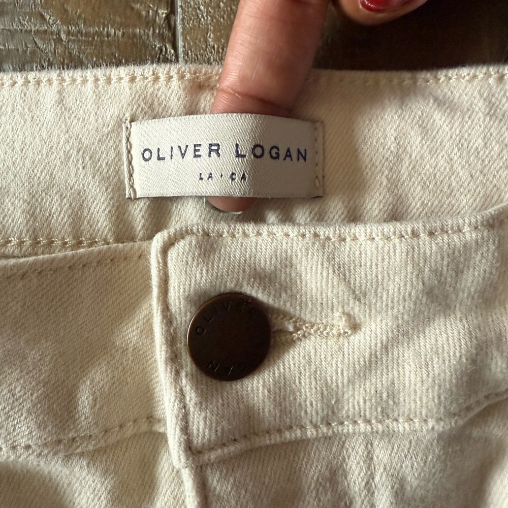 Oliver Logan Ecru Wide Leg Cropped Pants - Picture 3 of 11